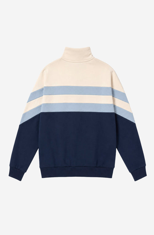 Sudadera Zip Clark unisex color Ivory y Sky Blue con media cremallera