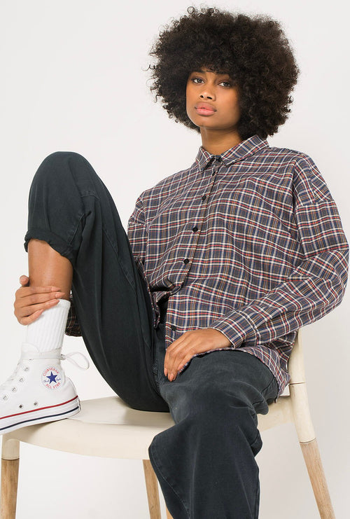 Kaotiko Kariertes Hemd in Grau