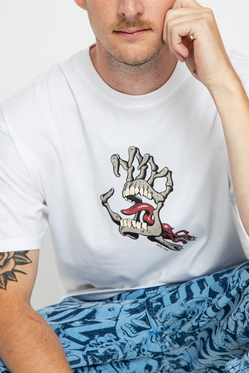 Santa Cruz Shirt Bone Hand Cruz Front Weiß