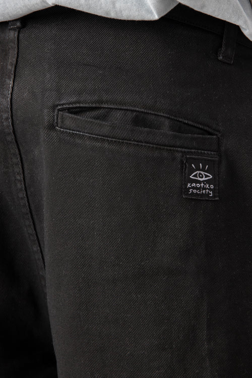 Entspannte, urbane, bestickte schwarze Hose