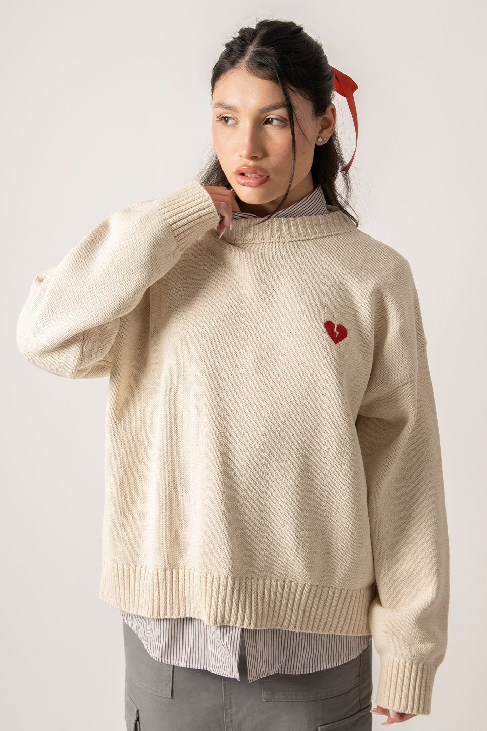 Pullover Broken Heart Ivory