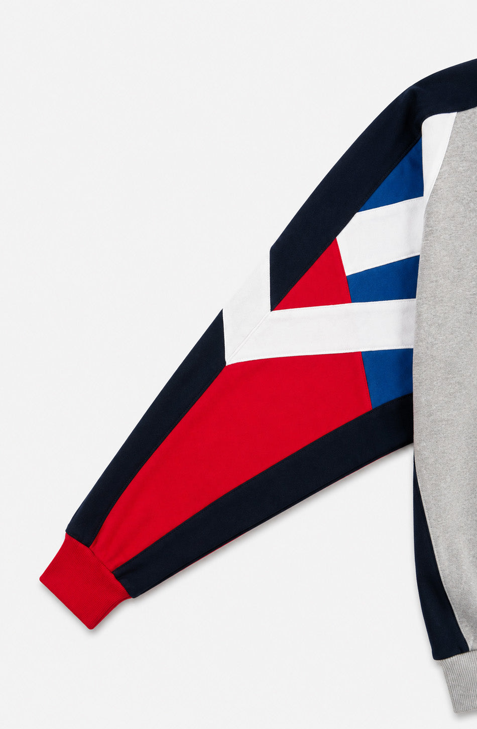 Sudadera Keoni Gray Navy Red unisex con diseño color block Kaotiko BCN