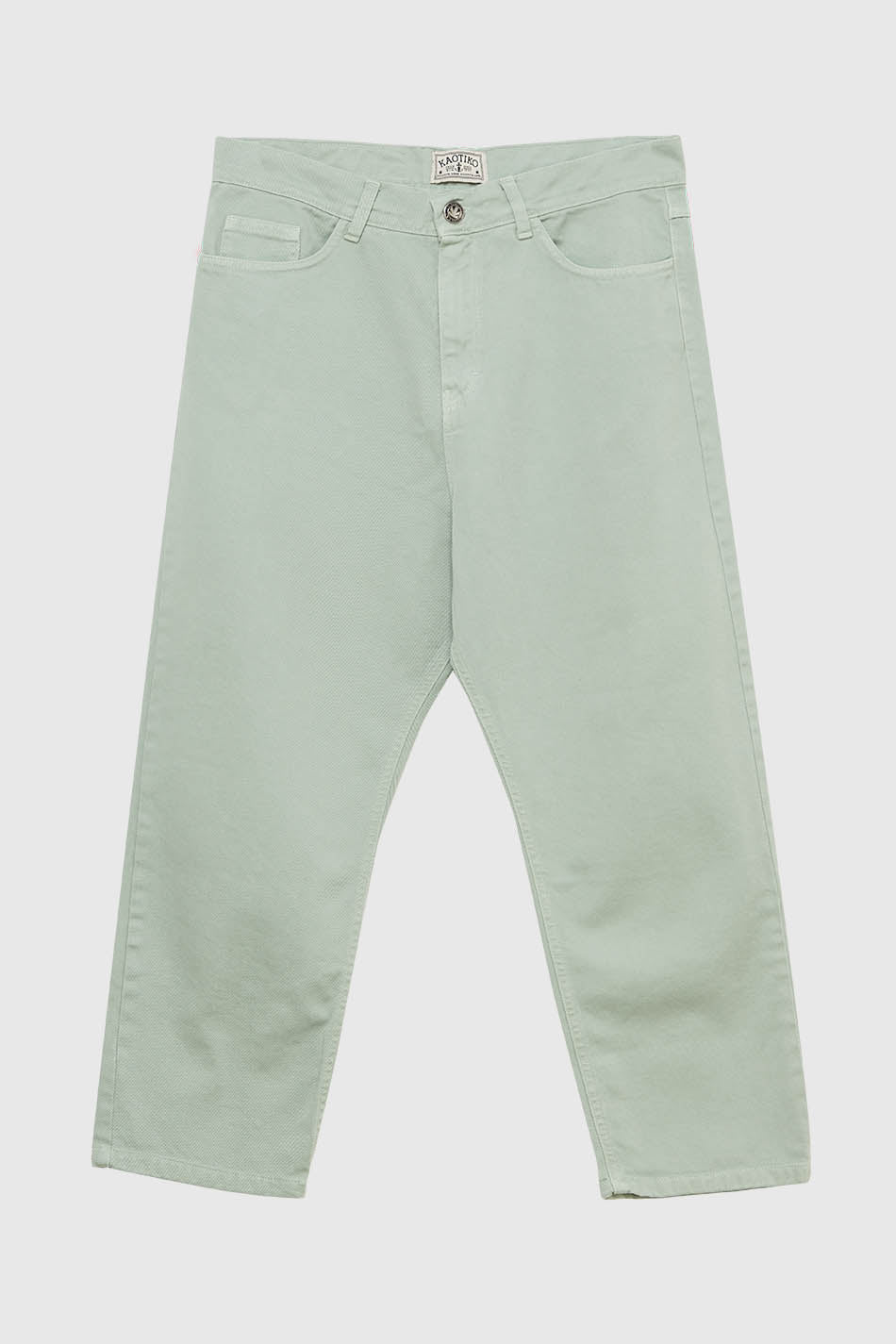 Green Regular Cropped Denim Trousers