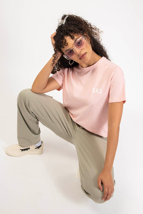 Tee-shirt Washed Find Yourself Pink