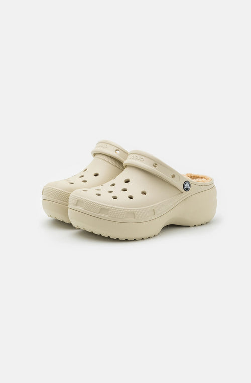 Crocs Classic Platform Lined Bone Clogs