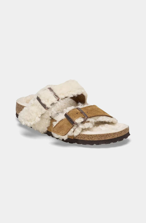 Birkenstock – Sandalen aus geteiltem Teddyleder