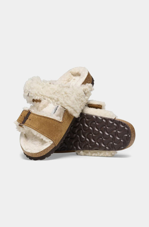 Birkenstock – Sandalen aus geteiltem Teddyleder