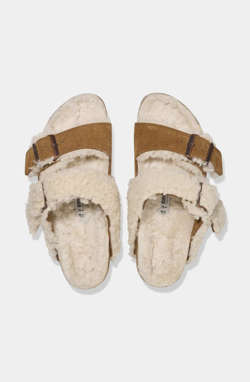 Birkenstock – Sandalen aus geteiltem Teddyleder