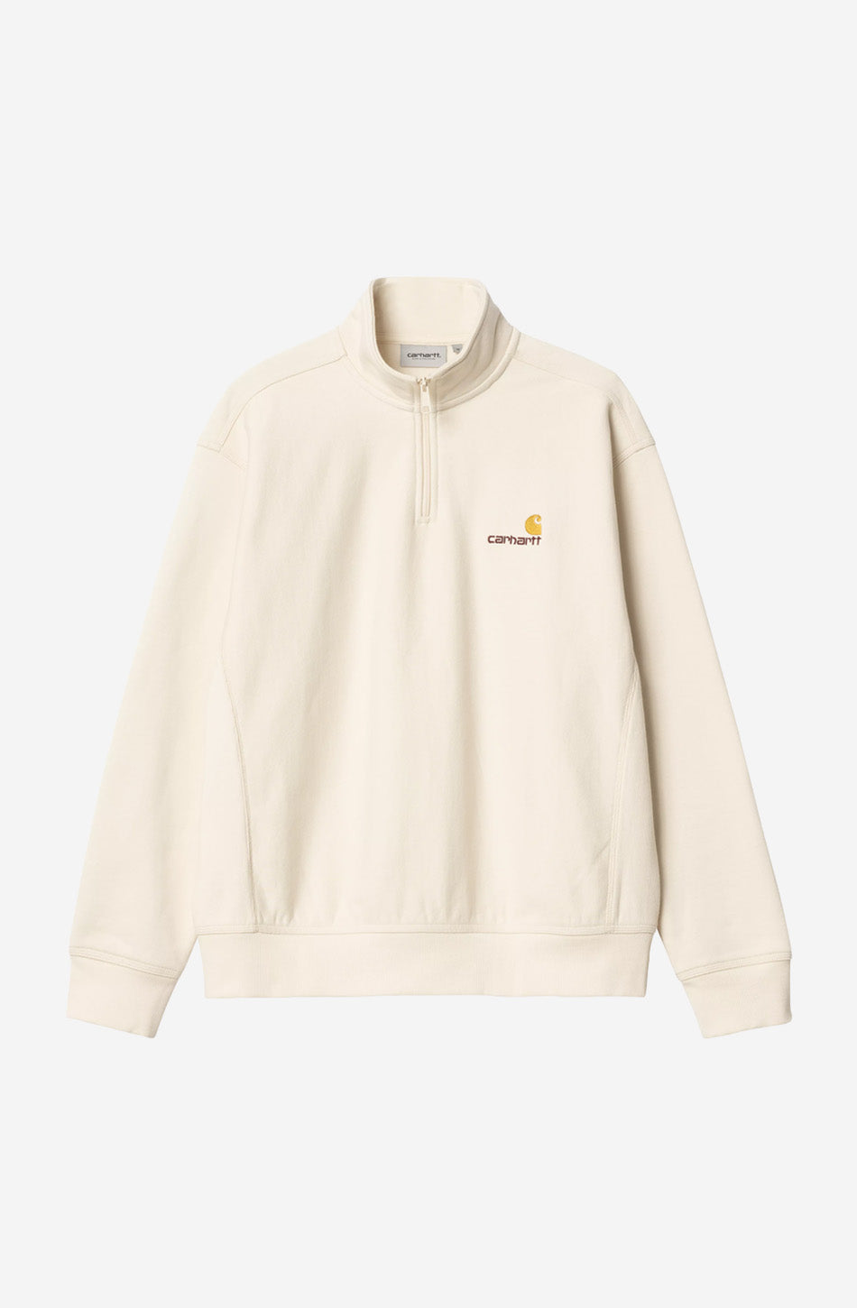 Carhartt WIP – Sweatshirt mit halbem Reißverschluss und amerikanischem Schriftzug, Natur