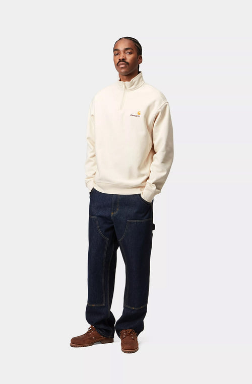 Carhartt WIP – Sweatshirt mit halbem Reißverschluss und amerikanischem Schriftzug, Natur