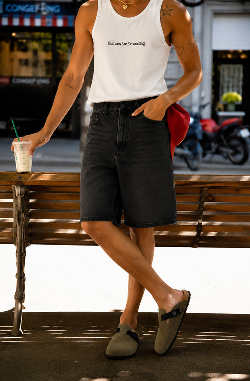 Bermuda Loose Baggy Denim Schwarz