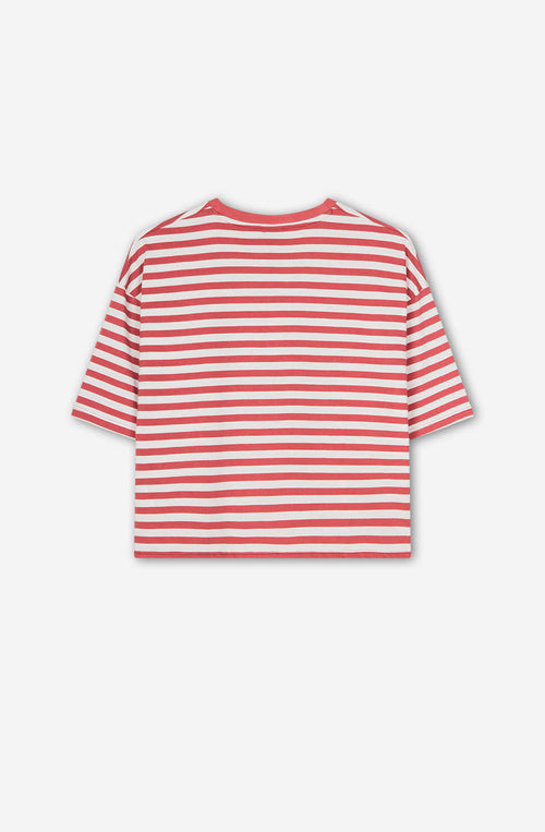 Burgundy Heart Stripes T-shirt