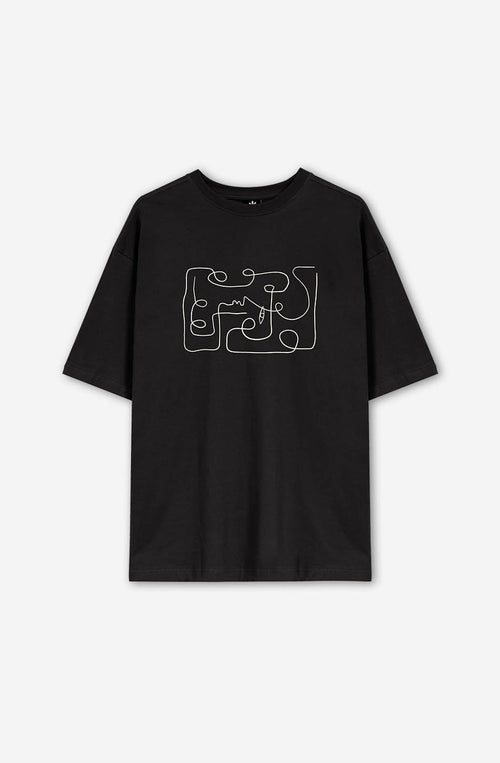 T-Shirt Abstract Face Black