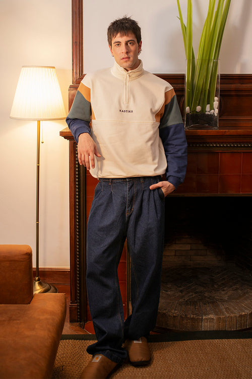 Sudadera Arthur Ivory / Saffron / Navy