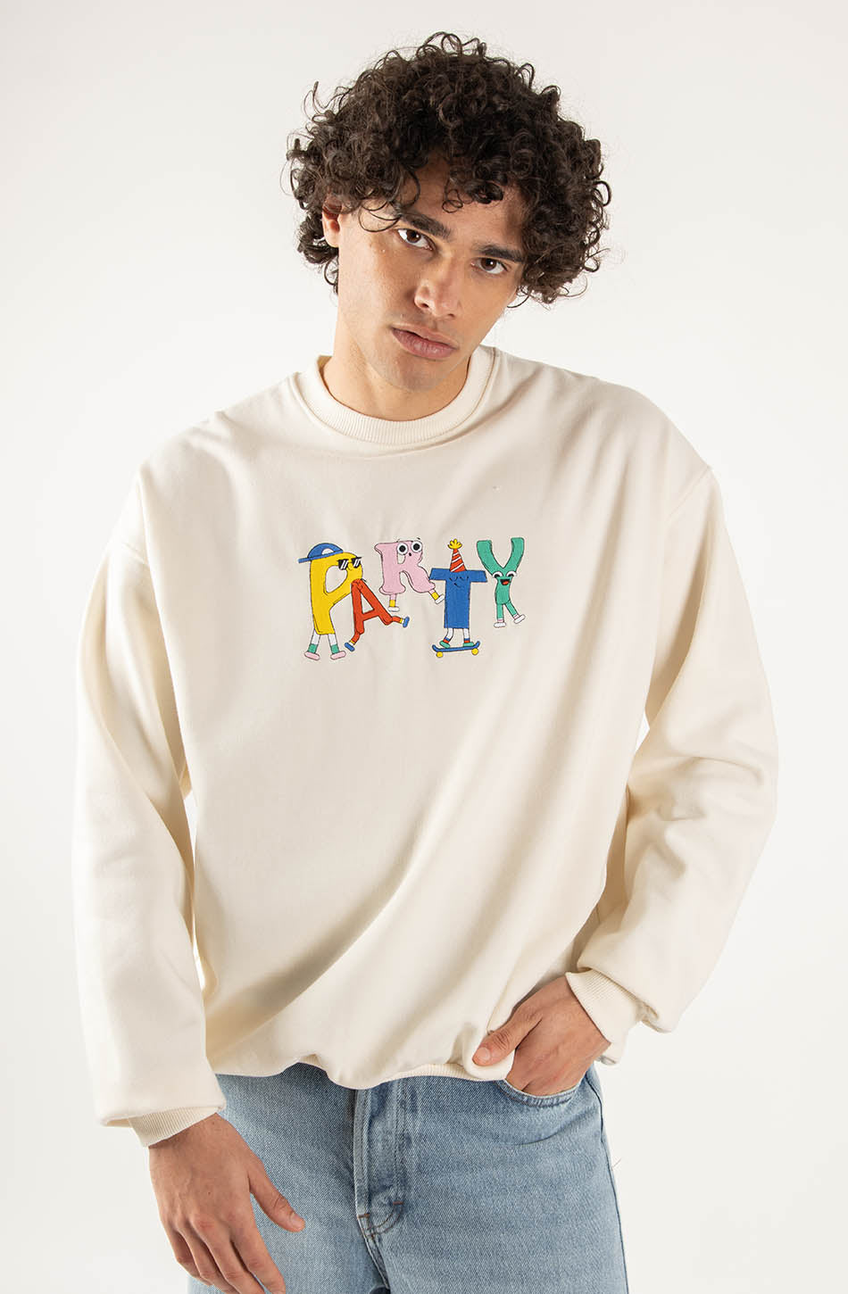 Party-Elfenbein-Sweatshirt