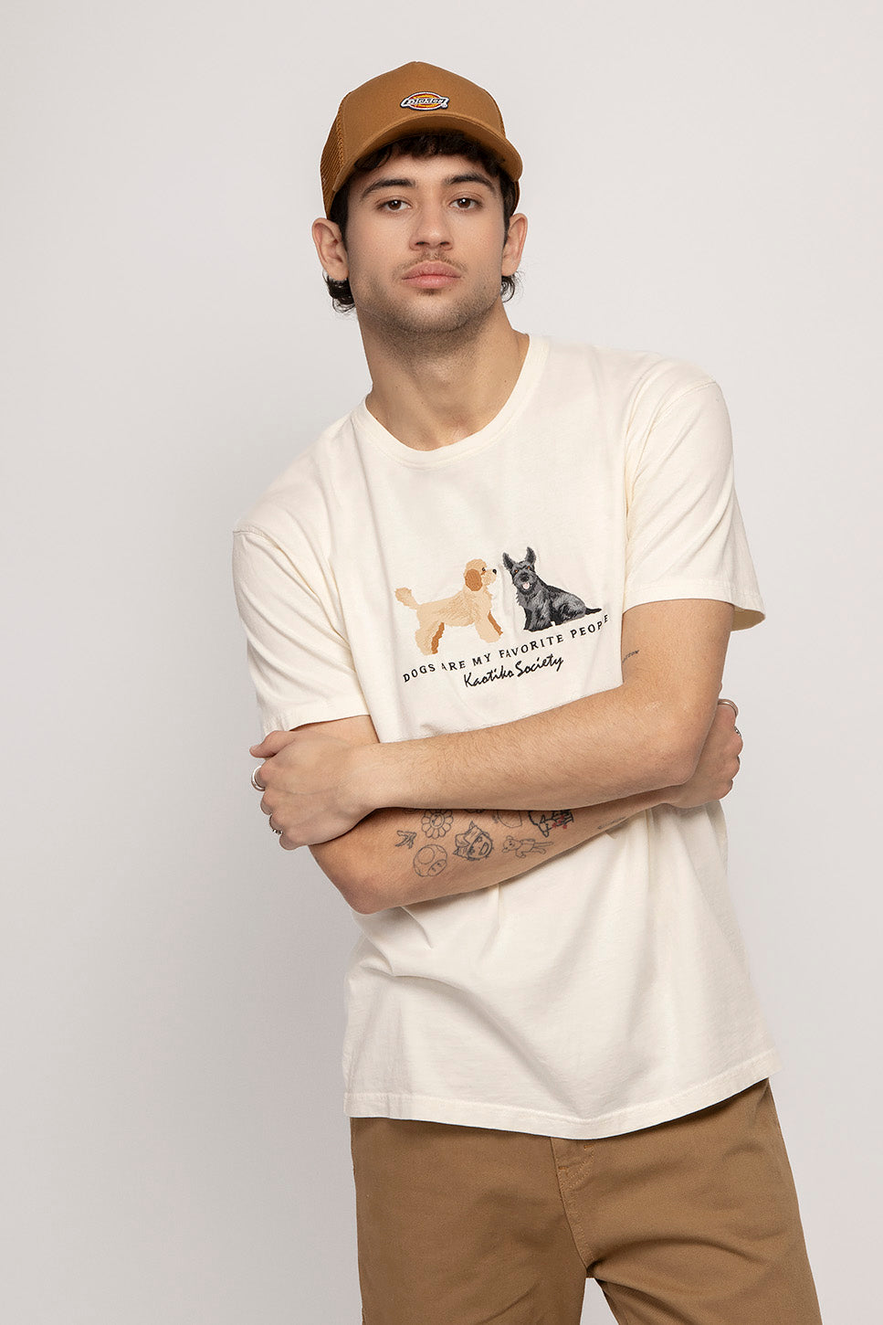 Gewaschenes Puppies Elliott Elfenbein-T-Shirt
