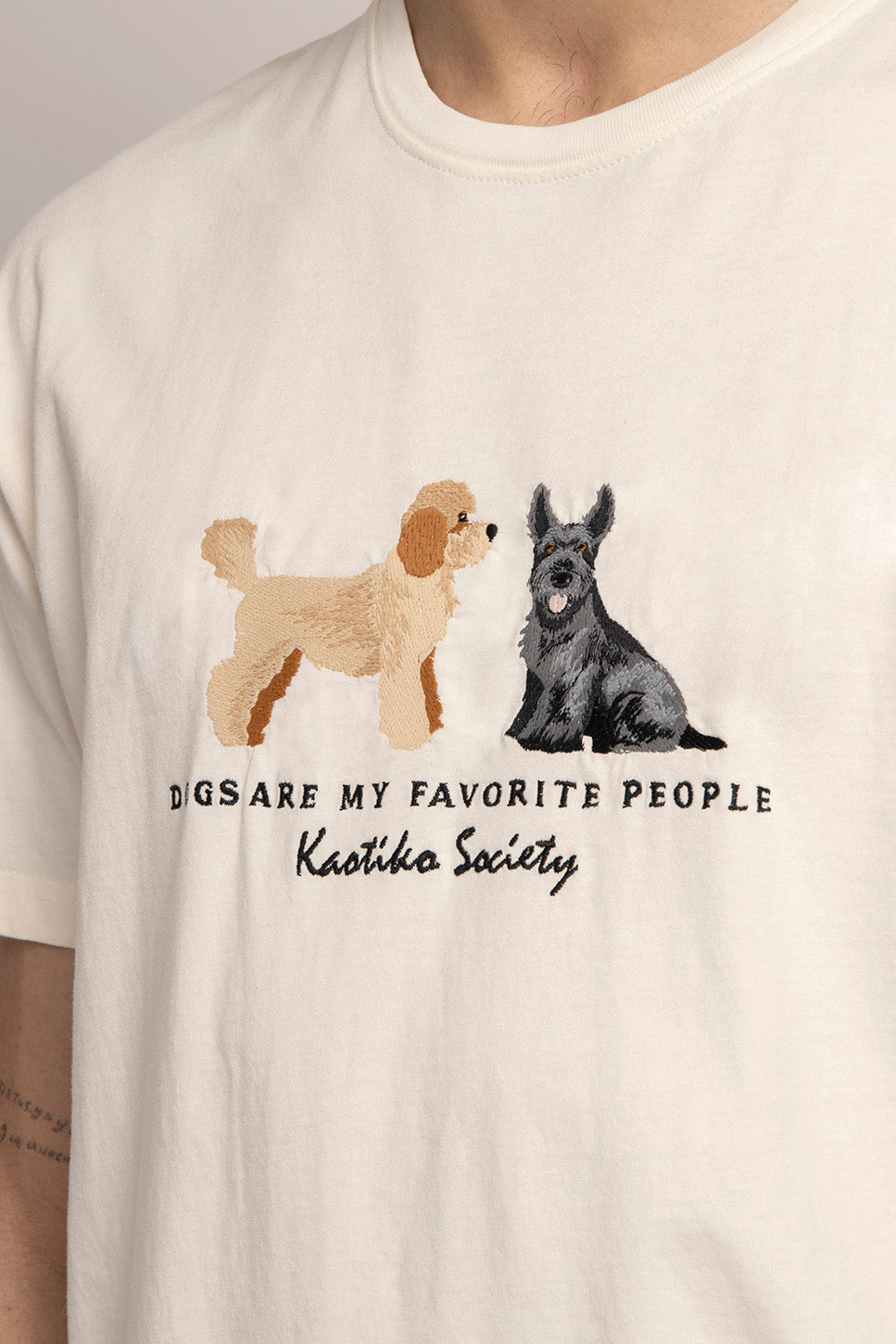 Gewaschenes Puppies Elliott Elfenbein-T-Shirt