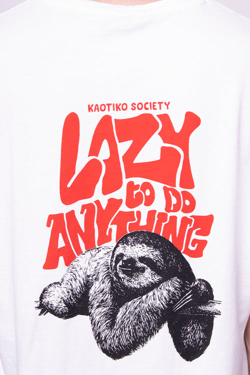 T-Shirt Lazy in verwaschenem Weiß