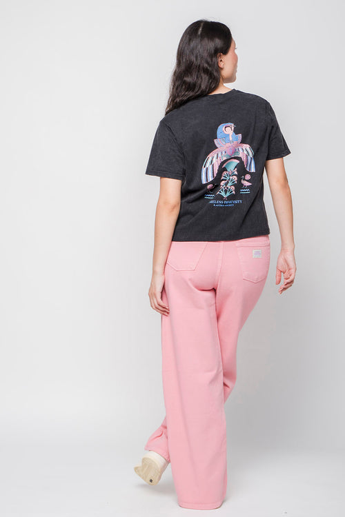 Verwaschenes schwarzes T-Shirt „Timeless Immensity“