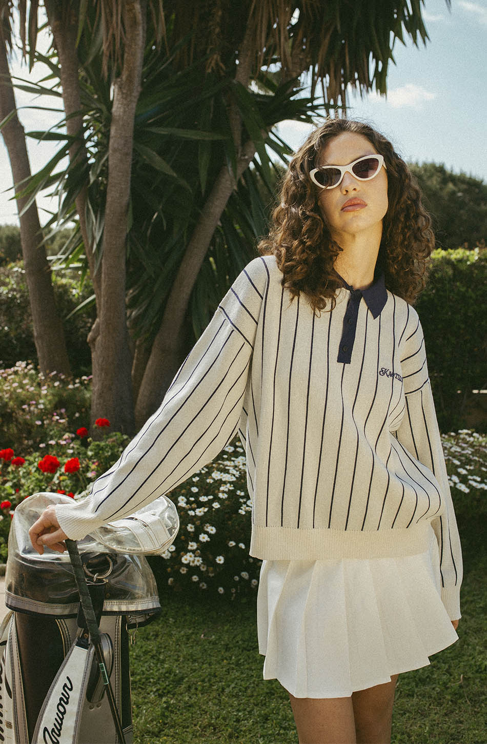 Palm Beach Elfenbeinfarbener Knopfpullover
