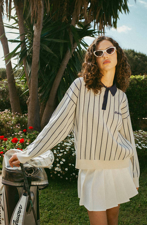 Palm Beach Elfenbeinfarbener Knopfpullover