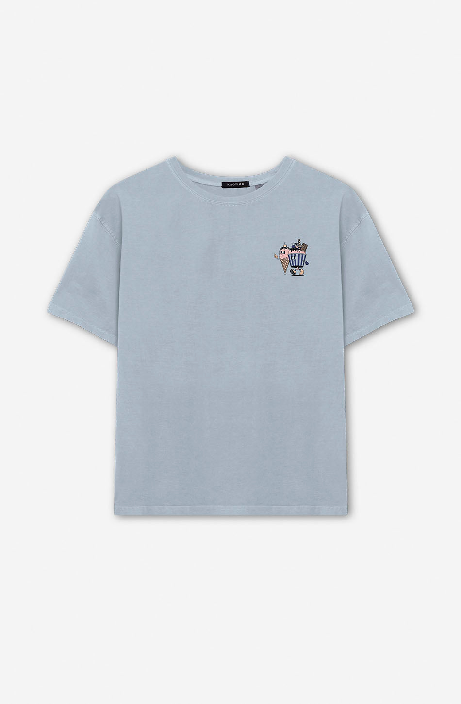 T-Shirt aus gewaschenem Eiscremestahl