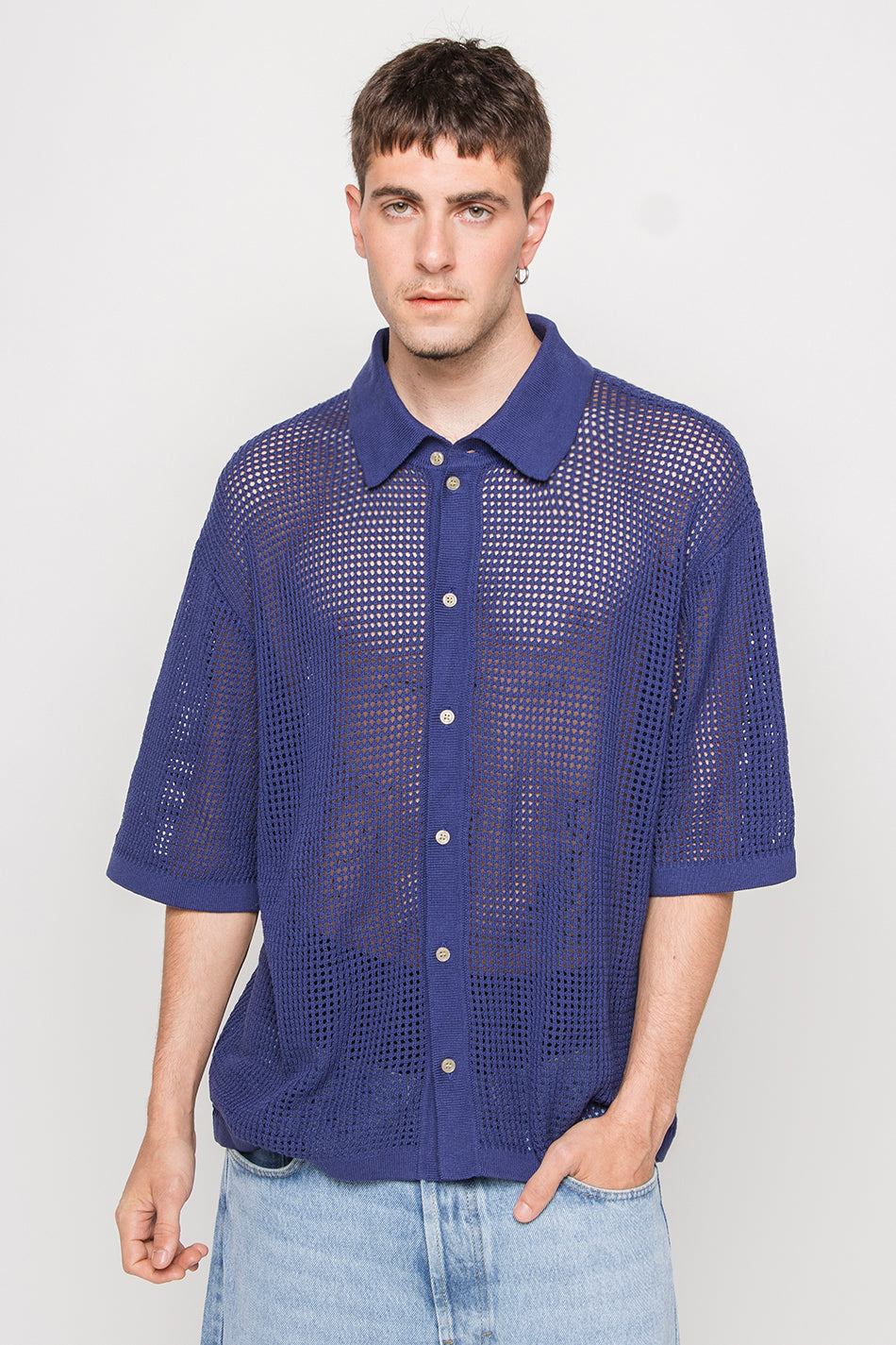 Poloshirt Crochet Water Navy