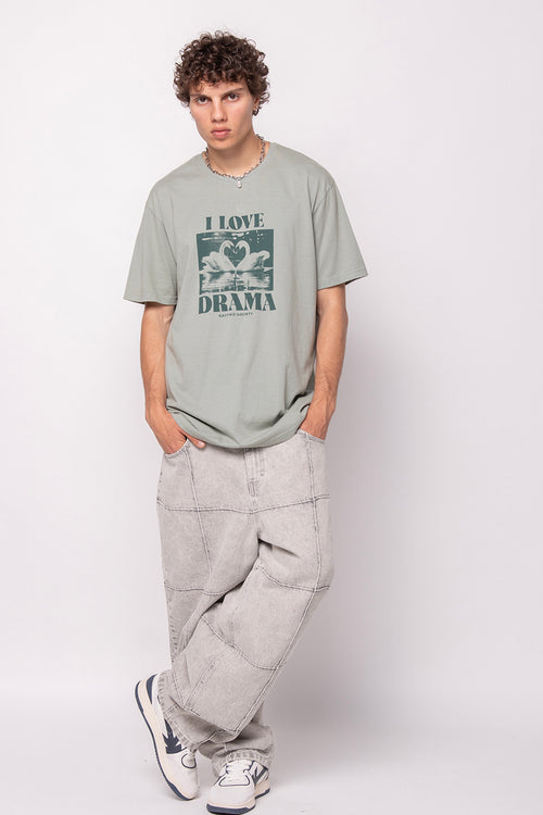 T-shirt vert cygnes lavés