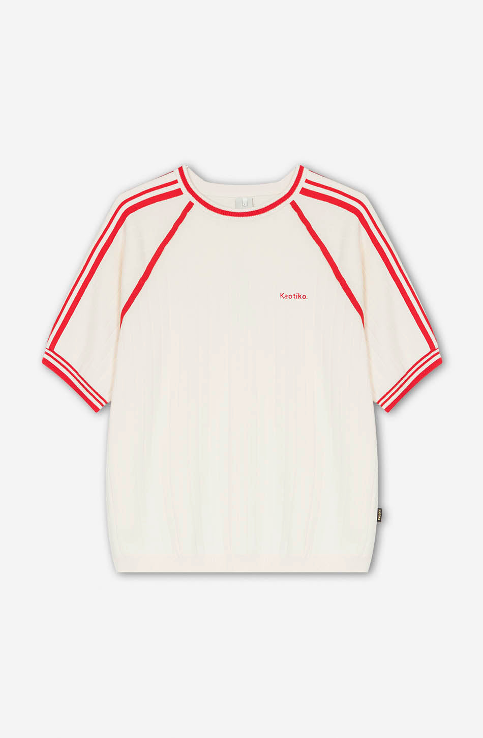 Vintage-Poloshirt in Elfenbein/Rot