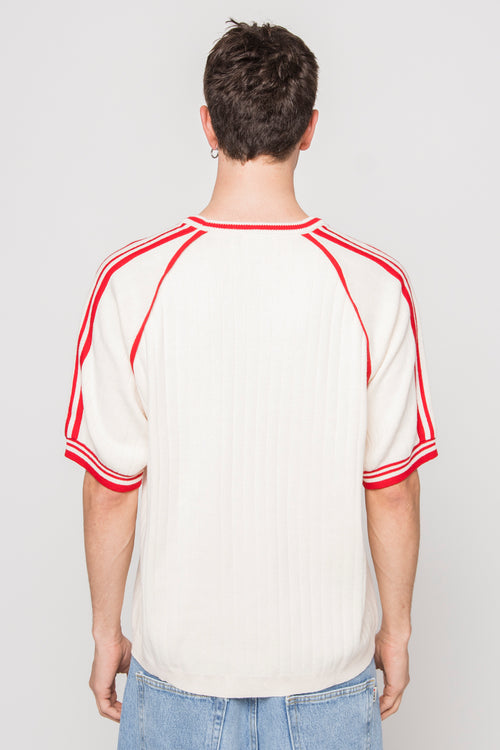 Vintage-Poloshirt in Elfenbein/Rot