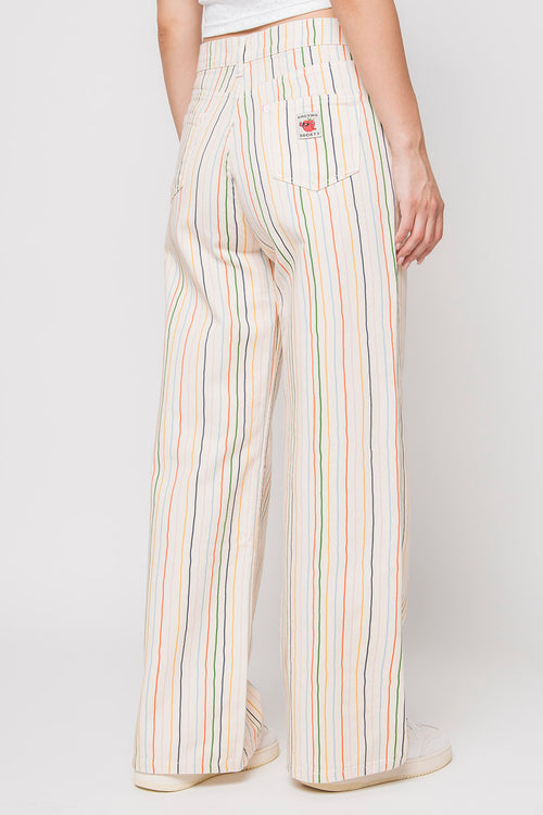Multi Strippes Apfel-Elfenbein-Hose