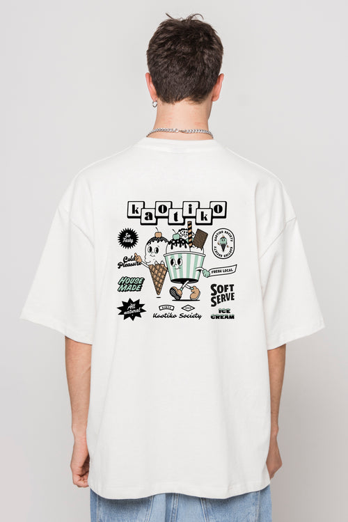 T-Shirt blanc crème glacée lavée