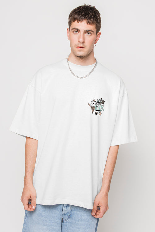 T-Shirt blanc crème glacée lavée