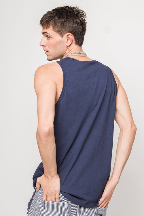 Kaotiko Palms Marineblaues Tanktop