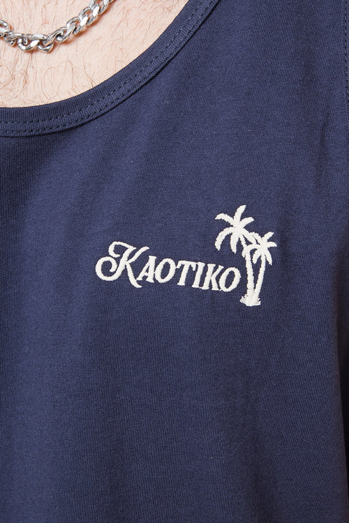 Kaotiko Palms Marineblaues Tanktop