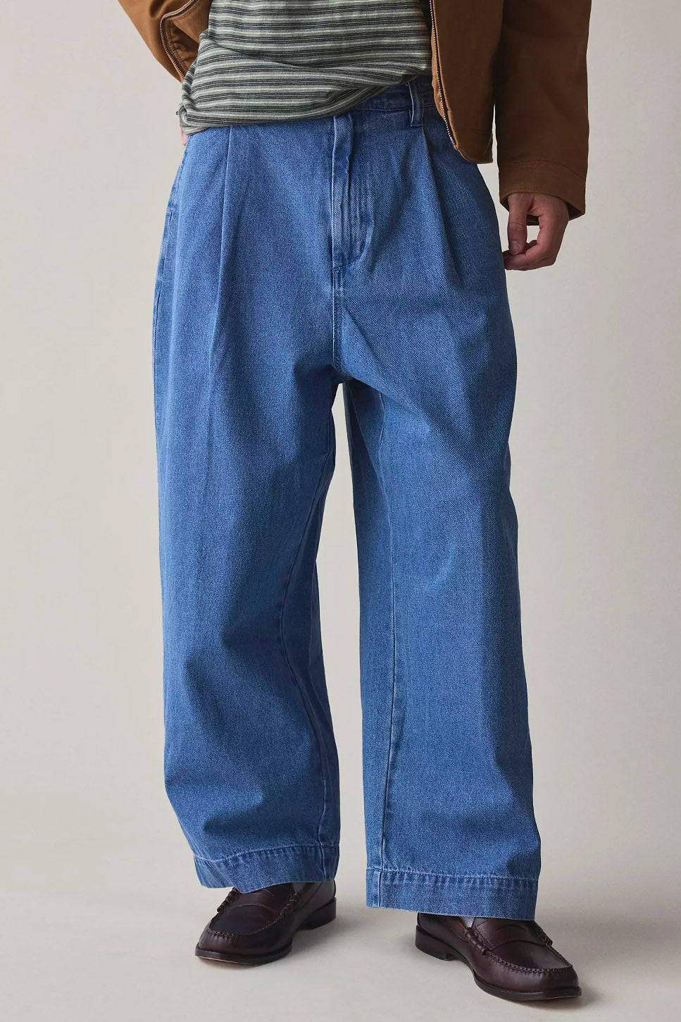 Obey Oliver – Helle Indi-Hose aus plissiertem Denim