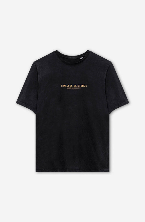 Verwaschenes schwarzes Timeless Existence-T-Shirt