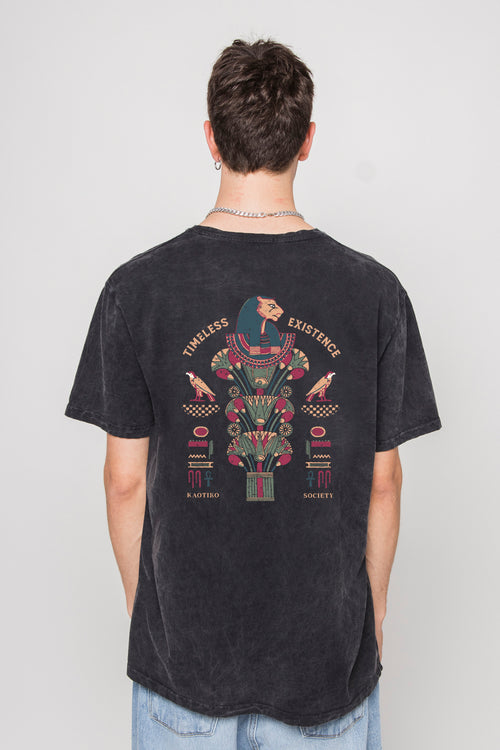 Verwaschenes schwarzes Timeless Existence-T-Shirt