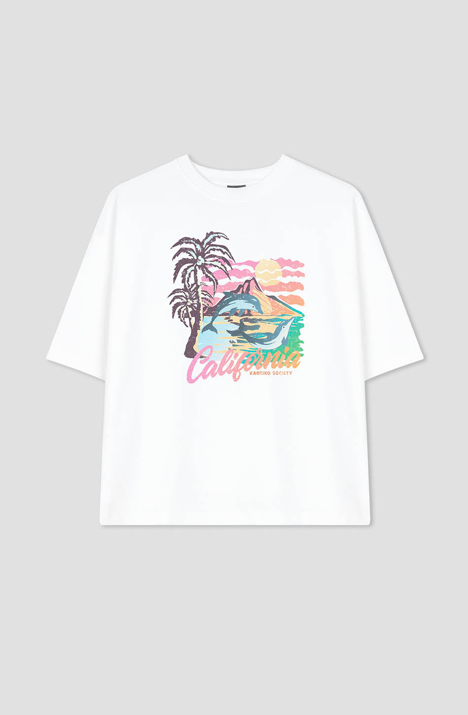 Weißes T-Shirt aus Bio-Baumwolle mit Delfinen