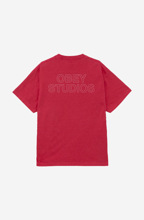 Obey Studios – T-Shirt Outline Pigment Raspberry
