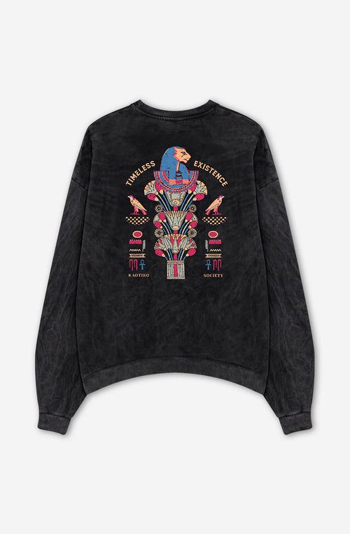 Gewaschenes Timeless Existence Schwarzes Sweatshirt