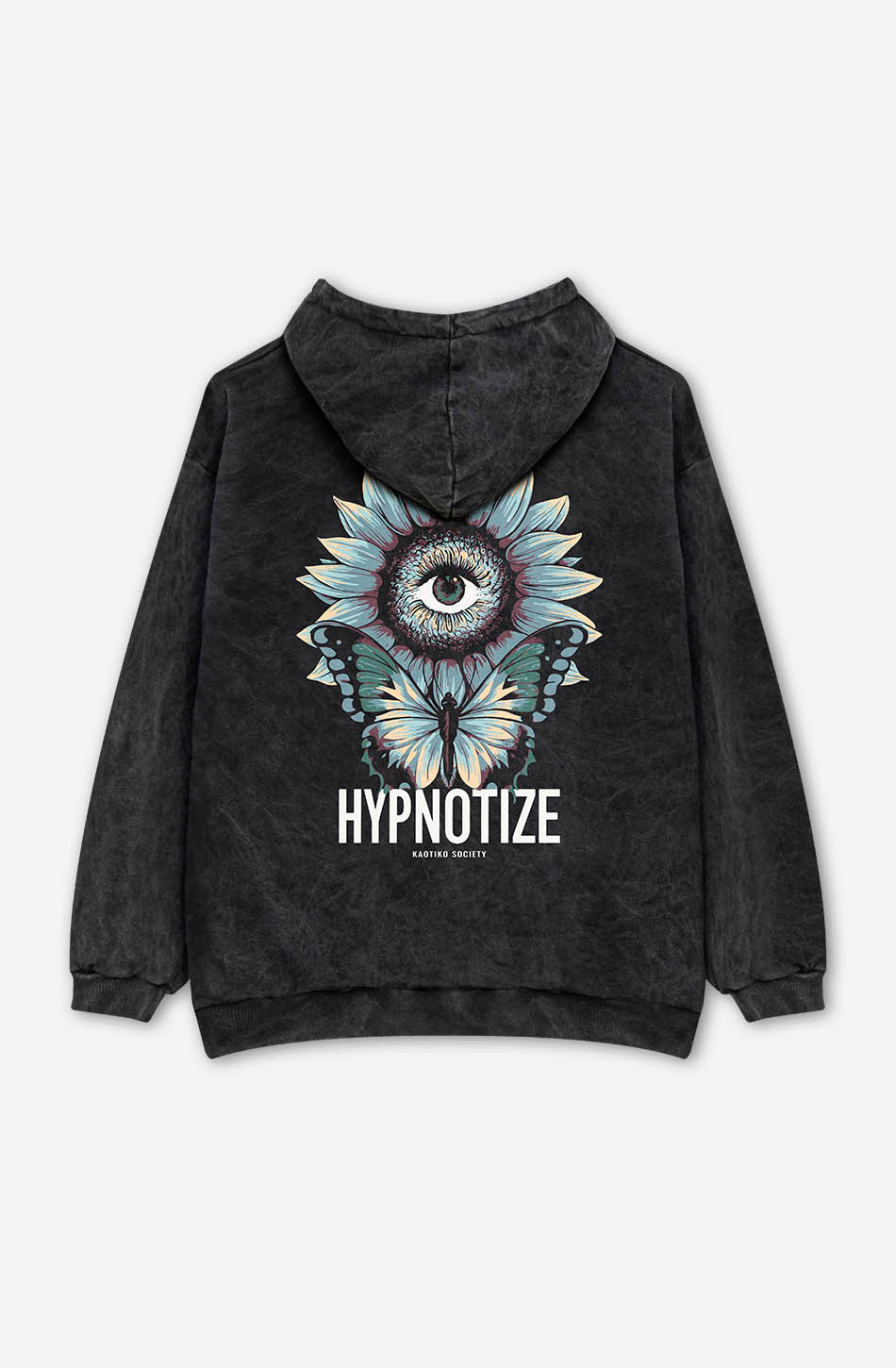 Schwarzes Sweatshirt „Hypnotize“ in verwaschenem Schwarz