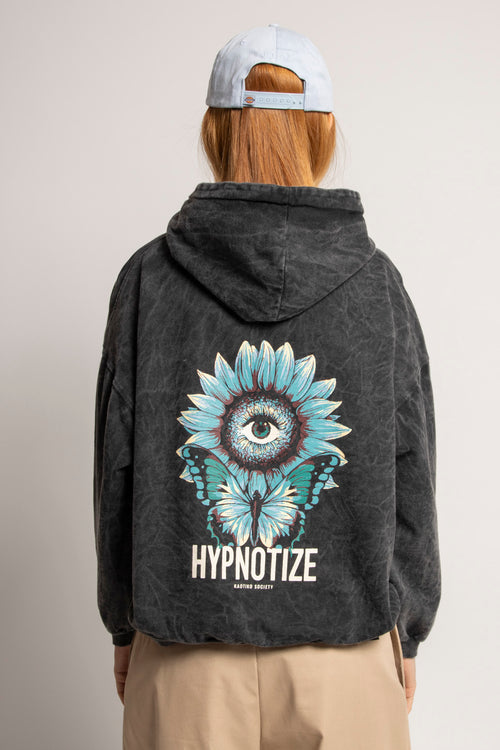 Schwarzes Sweatshirt „Hypnotize“ in verwaschenem Schwarz