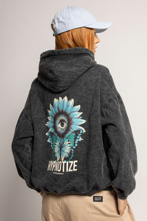 Schwarzes Sweatshirt „Hypnotize“ in verwaschenem Schwarz