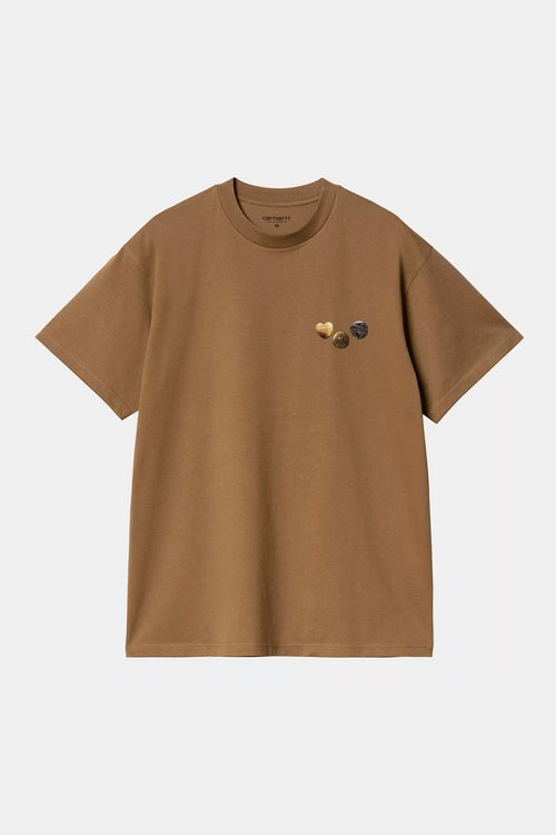 Carhartt WIP – Hamilton – Braunes T-Shirt mit Knopf