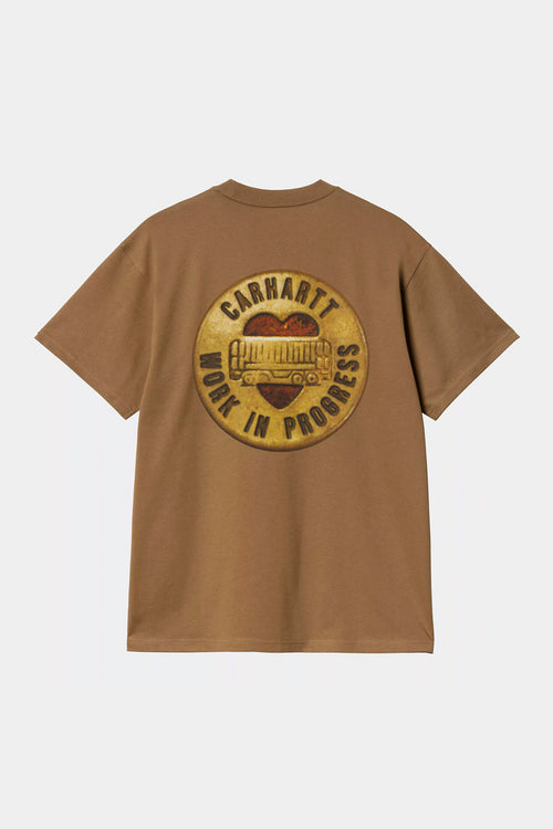 Carhartt WIP – Hamilton – Braunes T-Shirt mit Knopf