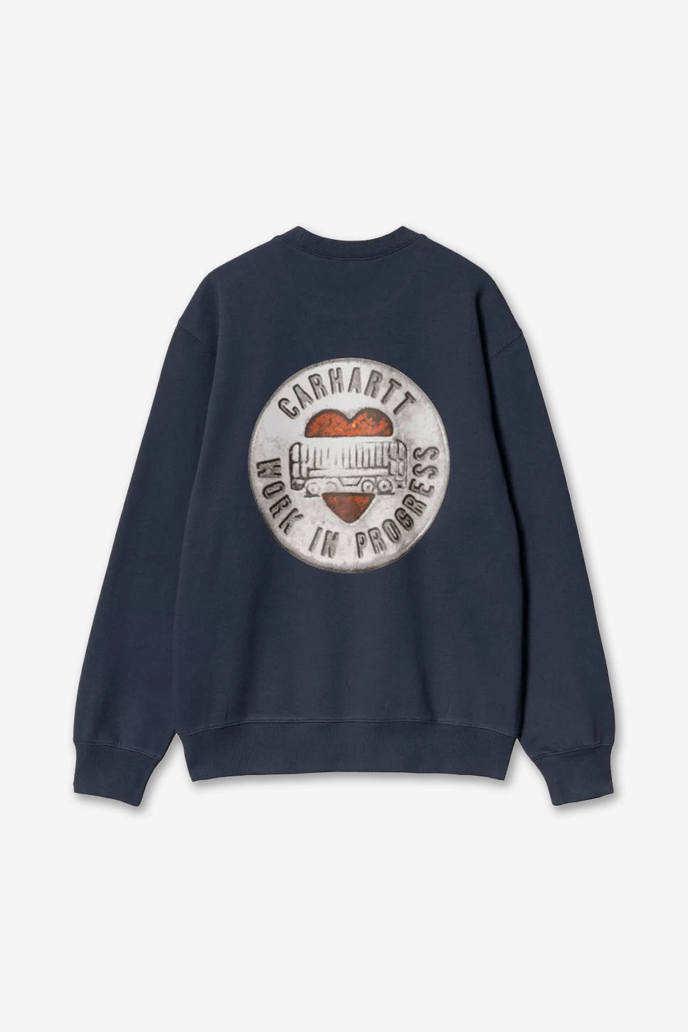 Carhartt WIP – Blaues T-Shirt aus Sweat-Baumwolle mit Knöpfen
