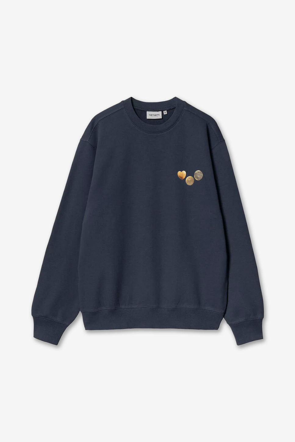 Carhartt WIP – Blaues T-Shirt aus Sweat-Baumwolle mit Knöpfen