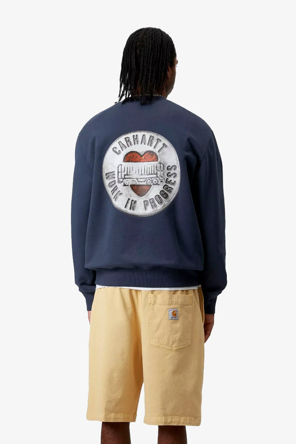 Carhartt WIP – Blaues T-Shirt aus Sweat-Baumwolle mit Knöpfen