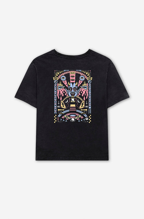T-Shirt „Washed Pinball“ in Schwarz
